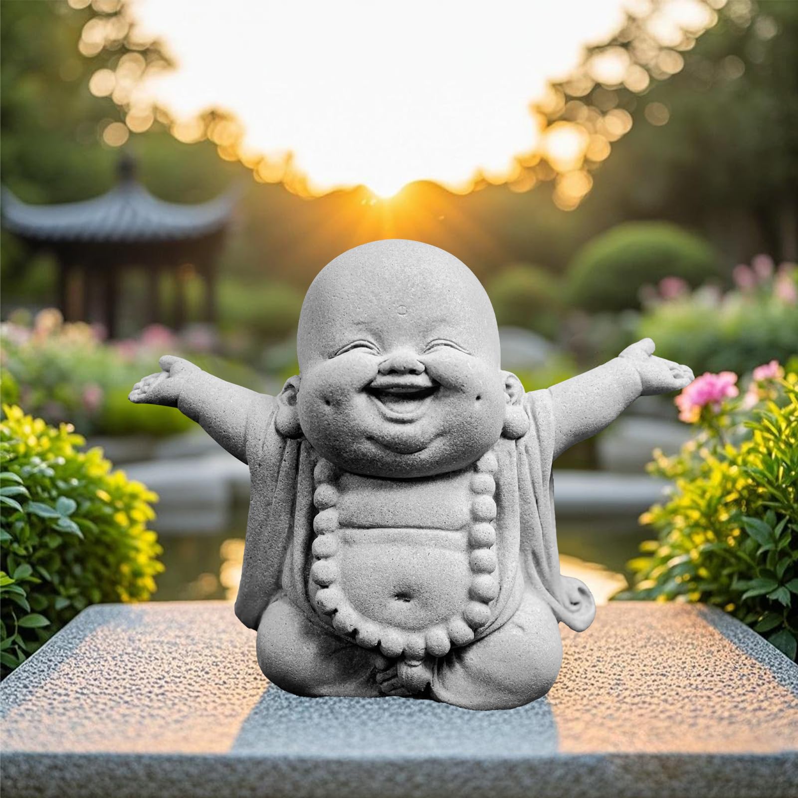 Amazon.com: starfa lab Laughing Buddha Statue,Zen Monk Praying